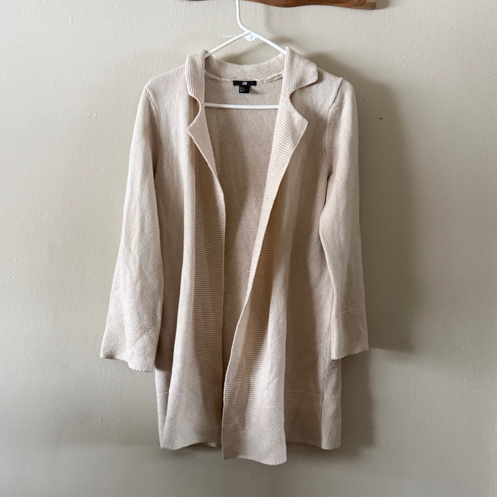 H&M Knit Cardigan Blazer Draped Open Front Sweater Business Casual size M
